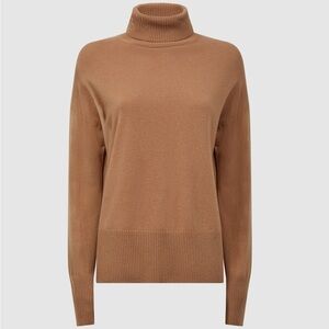 New REISS Alexis Wool Blend Roll Neck Sweater in Camel Size Medium